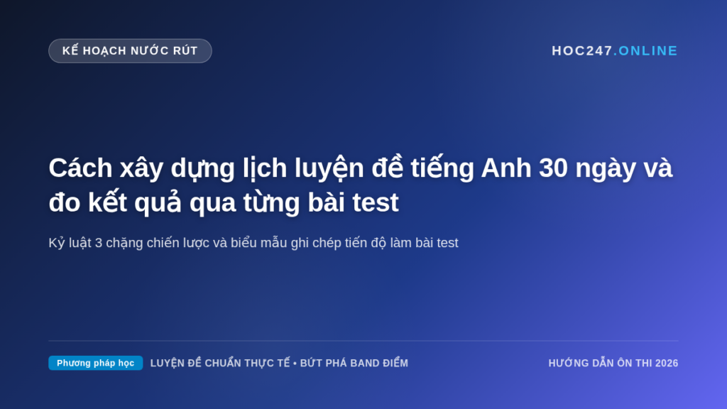 Lịch trình luyện đề thi thử tiếng Anh khoa học trong 30 ngày và bảng đo kết quả