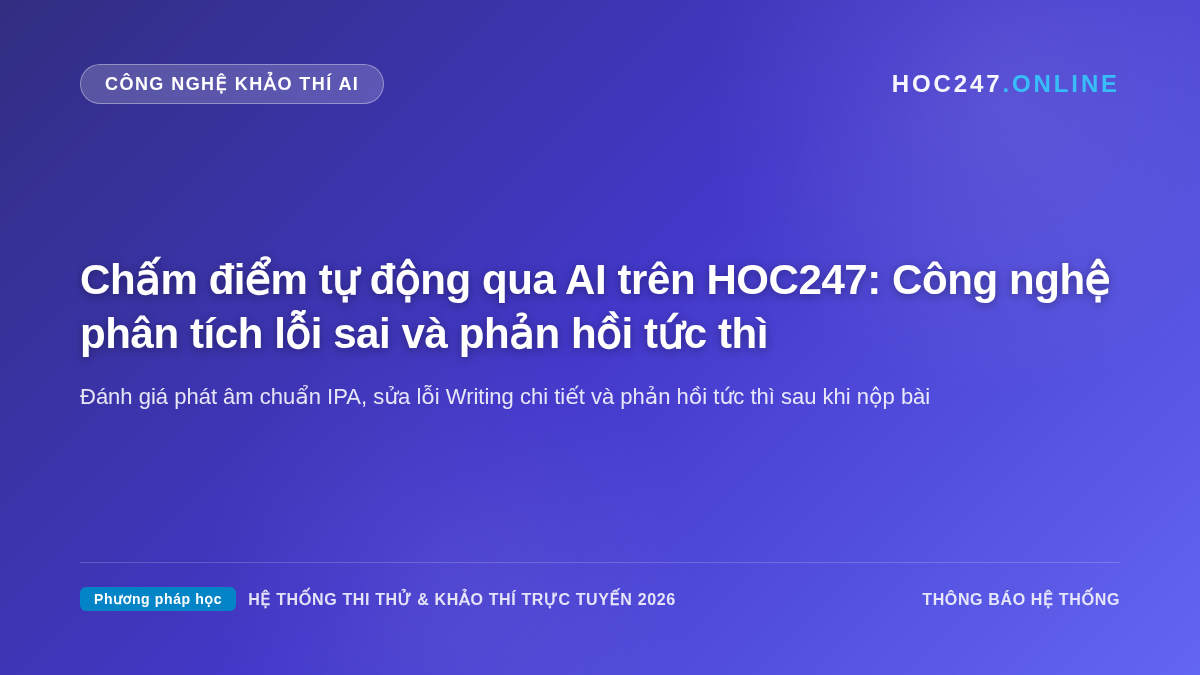 Hệ thống trí tuệ nhân tạo AI chấm điểm và phân tích lỗi sai tức thì trên HOC247