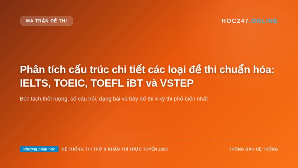 Ma trận và cấu trúc chi tiết các loại đề thi chuẩn hóa quốc tế