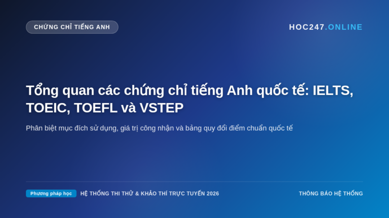 Tổng quan so sánh 4 chứng chỉ tiếng Anh quốc tế IELTS, TOEIC, TOEFL và VSTEP