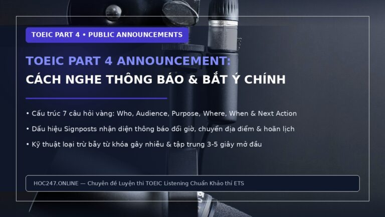 Cách làm bài thông báo TOEIC Part 4 Announcement