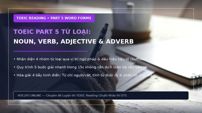 Cách làm bài từ loại TOEIC Part 5 từ loại Noun Verb Adjective Adverb