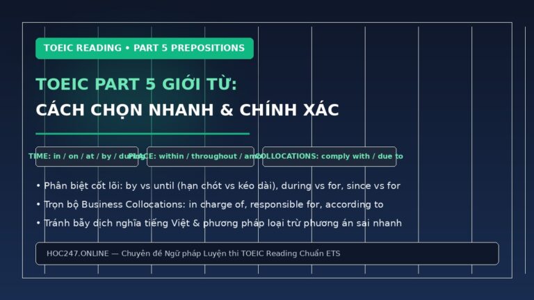 Hướng dẫn giới từ trong TOEIC Part 5