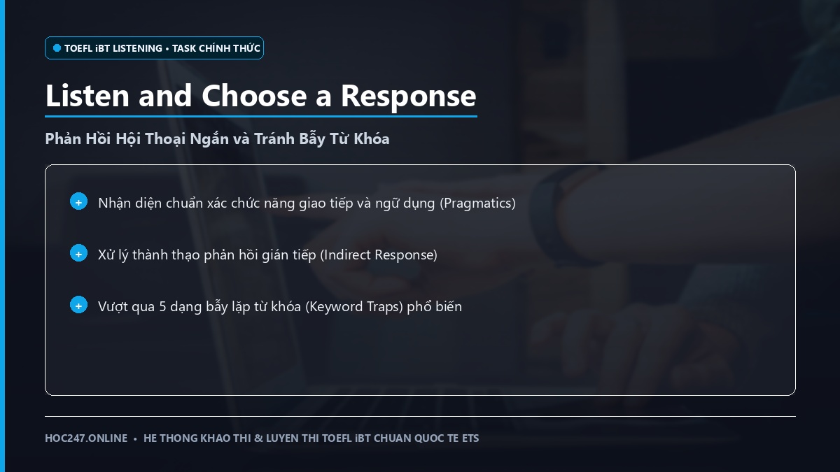 Hướng dẫn TOEFL Listen and Choose a Response