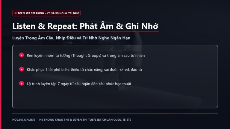 Cách luyện phát âm TOEFL Listen and Repeat