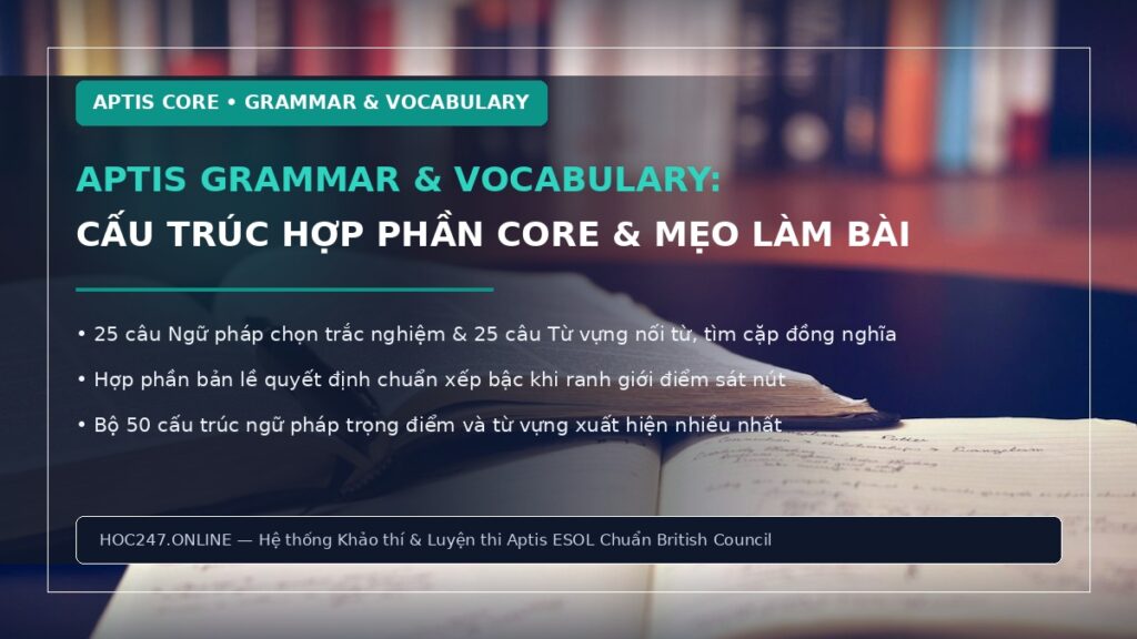 Aptis Grammar Vocabulary – cấu trúc hợp phần Core và mẹo làm bài