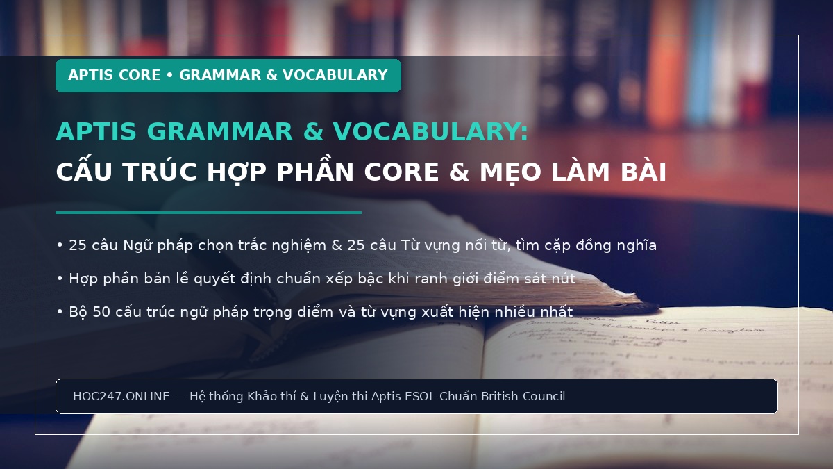 Aptis Grammar Vocabulary – cấu trúc hợp phần Core và mẹo làm bài