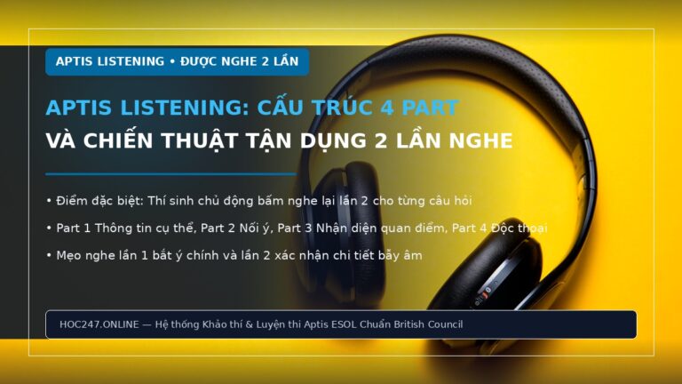 Aptis Listening – cấu trúc 4 part và kinh nghiệm nghe đạt điểm cao