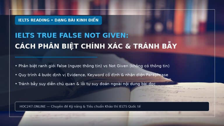 IELTS True False Not Given – hướng dẫn phân biệt và làm bài Reading chính xác