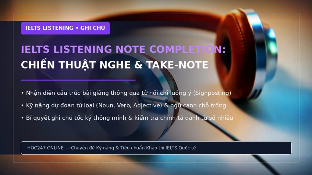 IELTS Listening Note Completion – cách nghe keyword và paraphrase