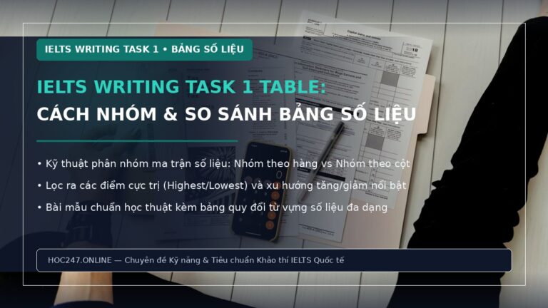 IELTS Writing Task 1 Table – cách nhóm và so sánh số liệu hiệu quả