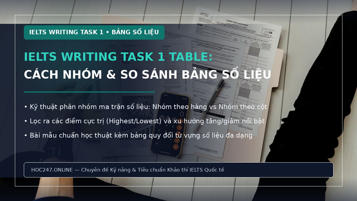 IELTS Writing Task 1 Table – cách nhóm và so sánh số liệu hiệu quả