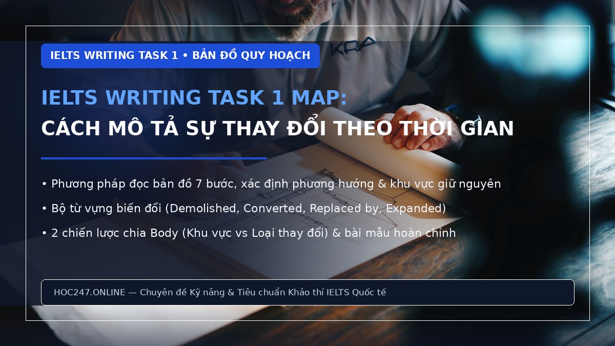 IELTS Writing Task 1 Map – cách mô tả thay đổi theo thời gian