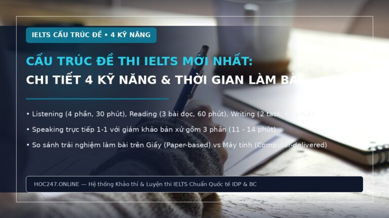 Cấu trúc đề thi IELTS mới nhất – phân tích chi tiết 4 kỹ năng và thời gian