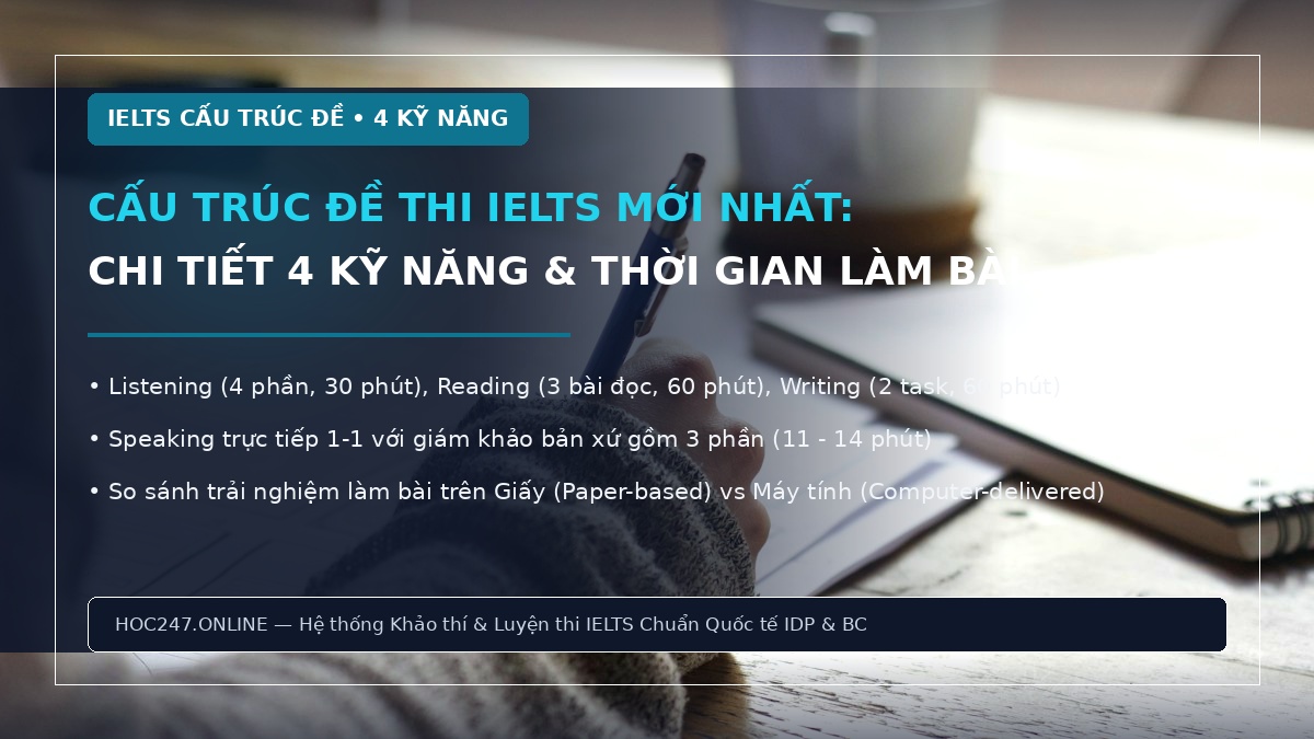 Cấu trúc đề thi IELTS mới nhất – phân tích chi tiết 4 kỹ năng và thời gian