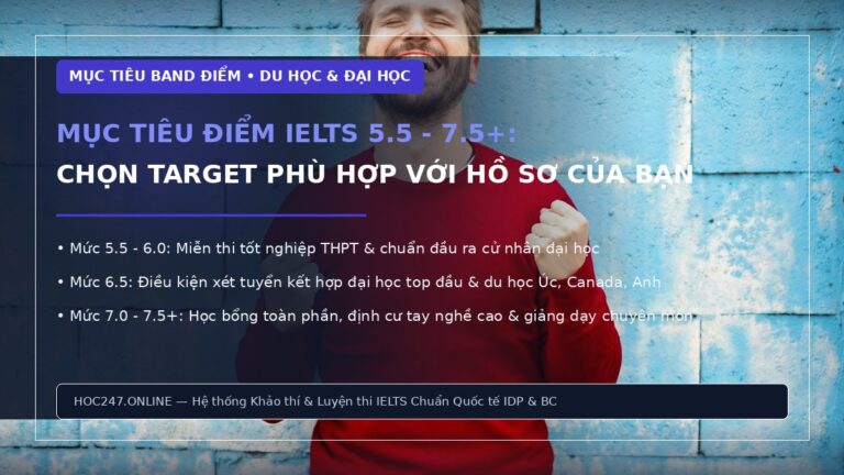 Mục tiêu điểm IELTS 5.5 6.0 6.5 7.0 – cách chọn target phù hợp