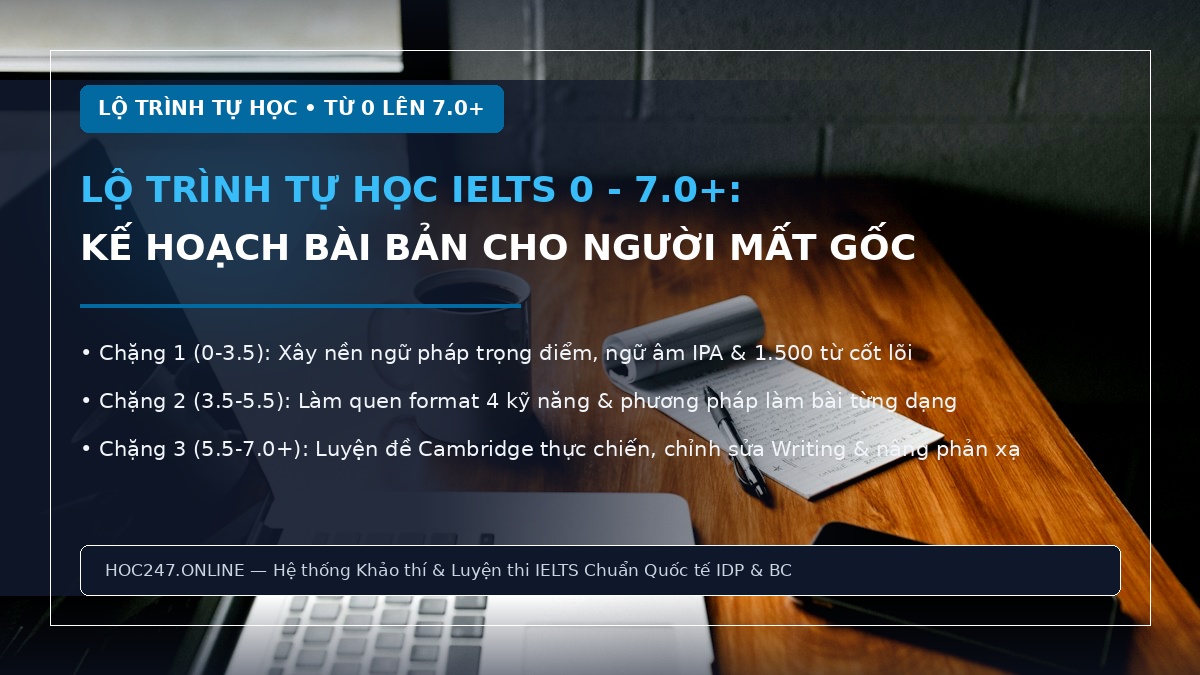 Lộ trình tự học IELTS từ 0 lên 7.0 – kế hoạch ôn luyện chi tiết từng chặng