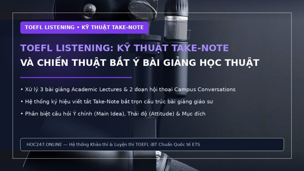 TOEFL Listening – cấu trúc và phương pháp ghi chép Take-Note điểm cao