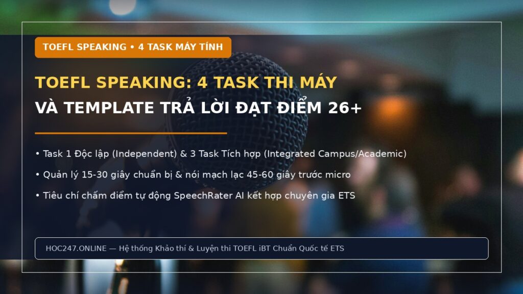 TOEFL Speaking – cấu trúc 4 task và mẫu câu trả lời chuẩn ETS
