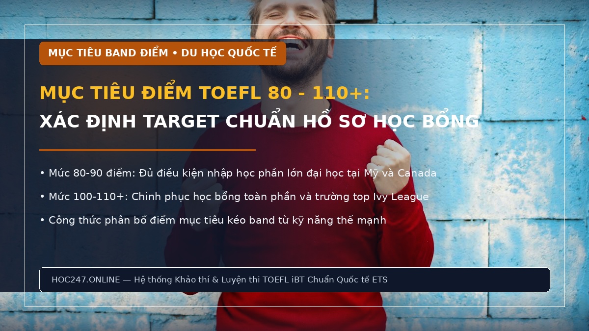 Mục tiêu điểm TOEFL iBT 80 90 100 110 – cách chọn target phù hợp
