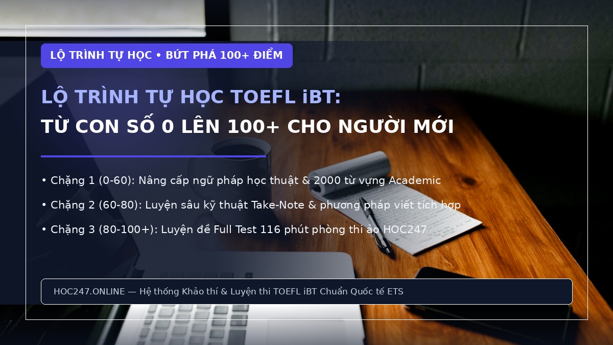 Lộ trình tự học TOEFL iBT từ 0 lên 100 – kế hoạch ôn luyện chi tiết