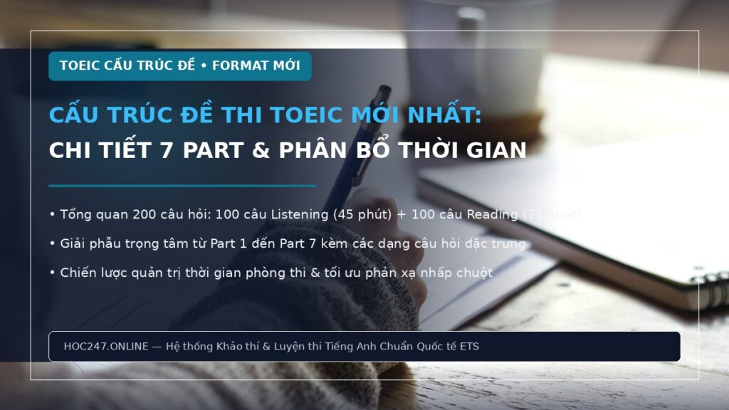 Cấu trúc đề thi TOEIC mới nhất – phân tích chi tiết 7 part và thời gian