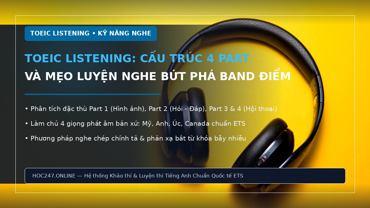 TOEIC Listening – cấu trúc 4 part và phương pháp luyện nghe điểm cao