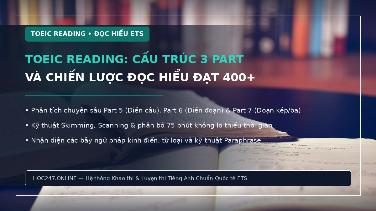 TOEIC Reading – cấu trúc 3 part và chiến lược đọc hiểu đạt 400+ điểm