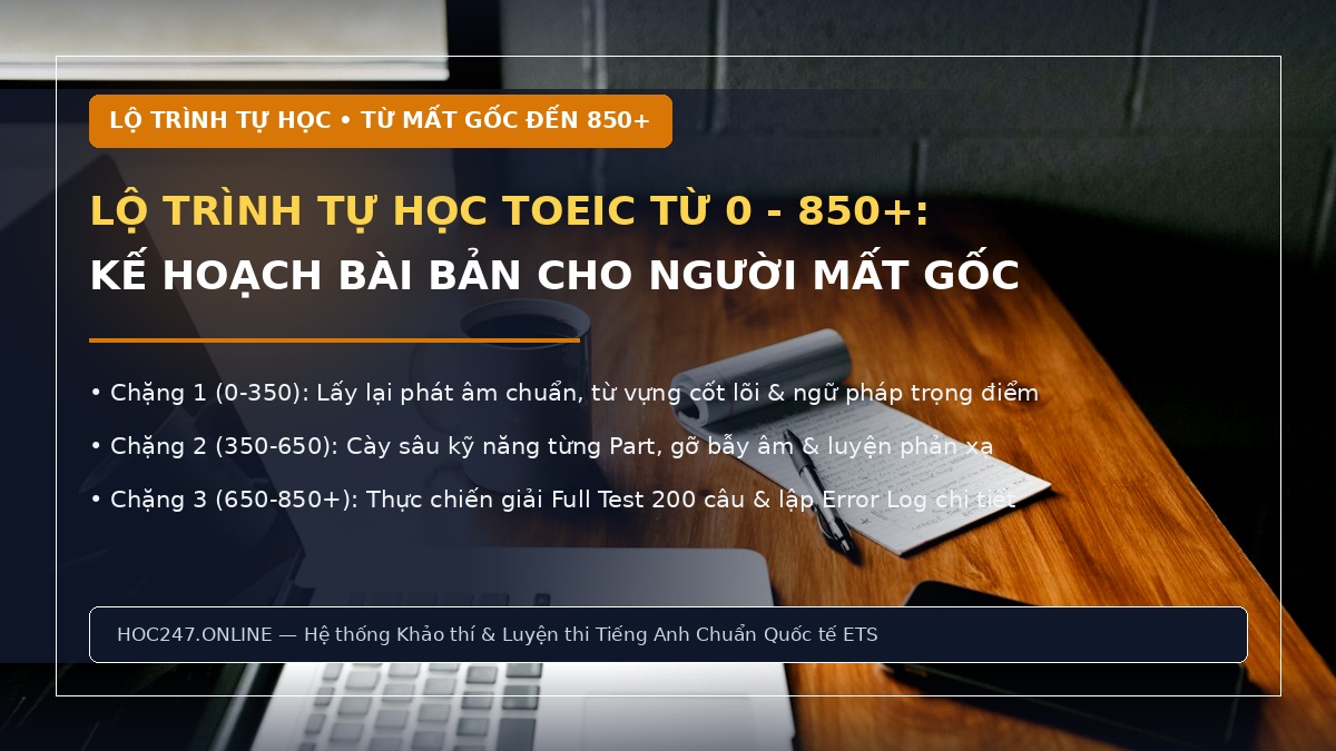 Lộ trình tự học TOEIC từ 0 lên 850 – kế hoạch ôn luyện chi tiết từng chặng