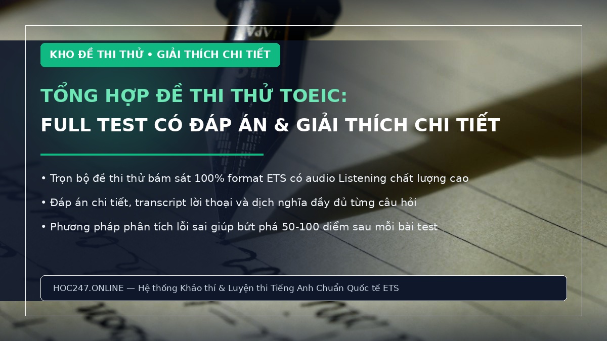 Tổng hợp đề thi thử TOEIC có đáp án – trọn bộ đề thi thử kèm lời giải chi tiết