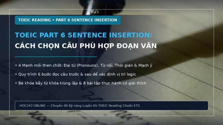 TOEIC Part 6 Sentence Insertion – hướng dẫn chọn câu phù hợp và tránh bẫy ngữ cảnh