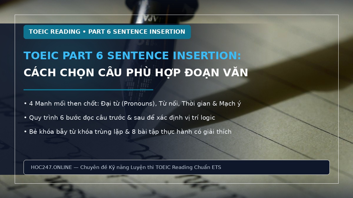 TOEIC Part 6 Sentence Insertion – hướng dẫn chọn câu phù hợp và tránh bẫy ngữ cảnh