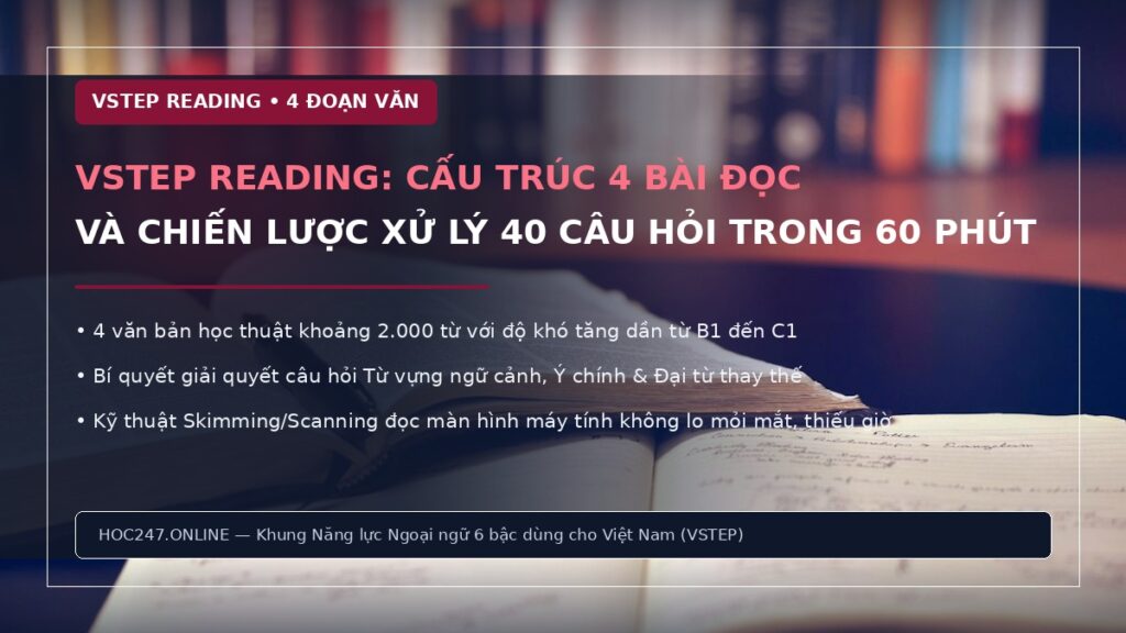 VSTEP Reading – cấu trúc 4 passage và chiến lược làm bài đọc hiểu